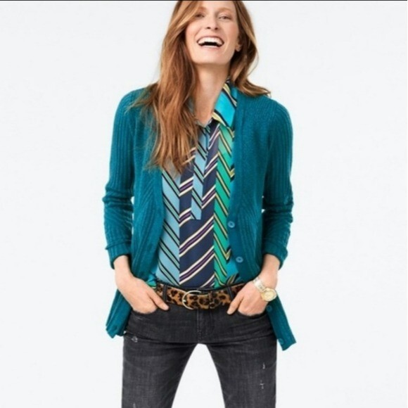 Cabi 3712 teal deco textured cardigan sweater S | eBay