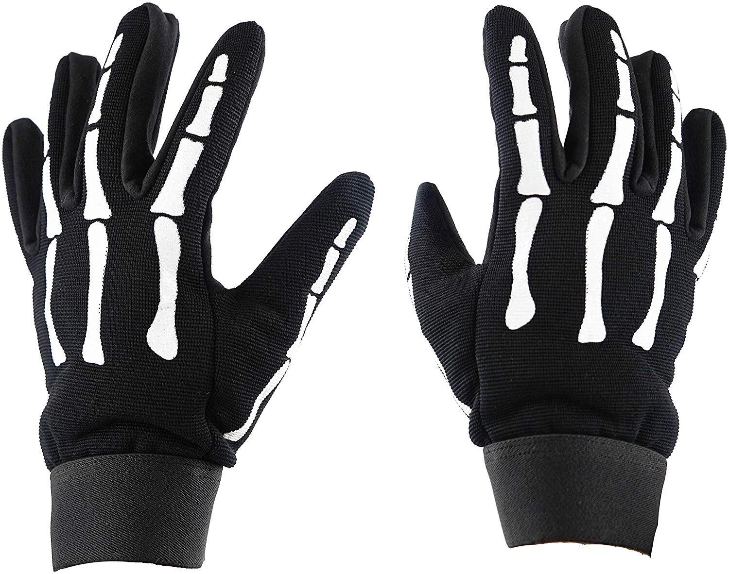 UNISEX MENS WOMENS SKELETON HAND MOTORCYCLE WINTER WASHABLE BLACK GLOVES - UK3H