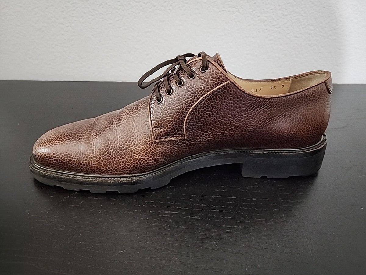Salvatore Ferragamo Brown Pebble Grain Derbys 9 D Salvatore Ferraggamo Pebble Grain Leather Derby Brown Shoes  main image 3