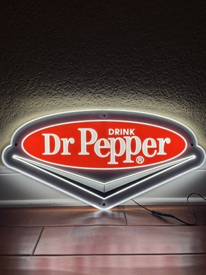 Dr Pepper Soda Soft Drink Chevron Logo LED Neon Vintage Light Lamp