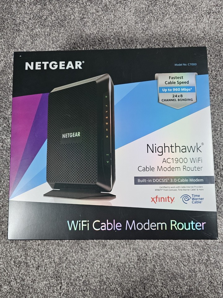 NETGEAR NIGHTHAWK AC1900 WiFi Cable Modem Router Model# C7000 - Tested ...