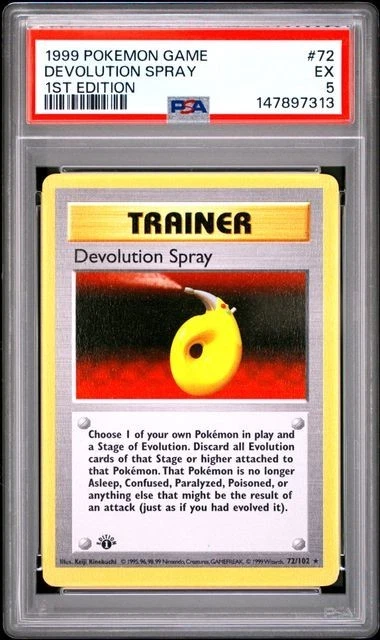 1999 POKEMON GAME BASE SET DEVOLUTION SPRAY 1ST EDITION #72 PSA 5