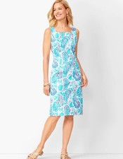 Talbots Fresco Paisley Sheath Dress Multicolor Coastal Grandma Women's Size 10
