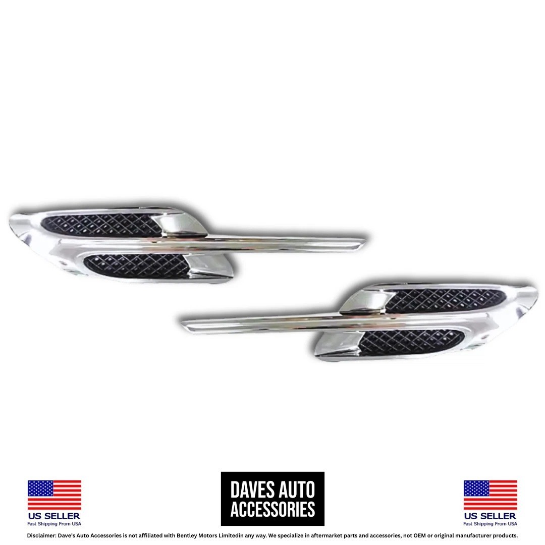 Chrome Fender Air Vent Grille Set for Bentley Continental GT GTC 2016-18