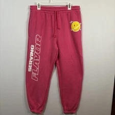 New poppi Forever Icon sweatpants Size Large Pink Graphic Jogger