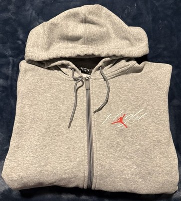 Nike Air Jordan Flight Full Zip Hoodie Heather Grey Men s Size Medium