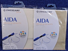 2 Zweigart Aida Premium 20ct Cream  Tan Made in Germany 19 x 21"