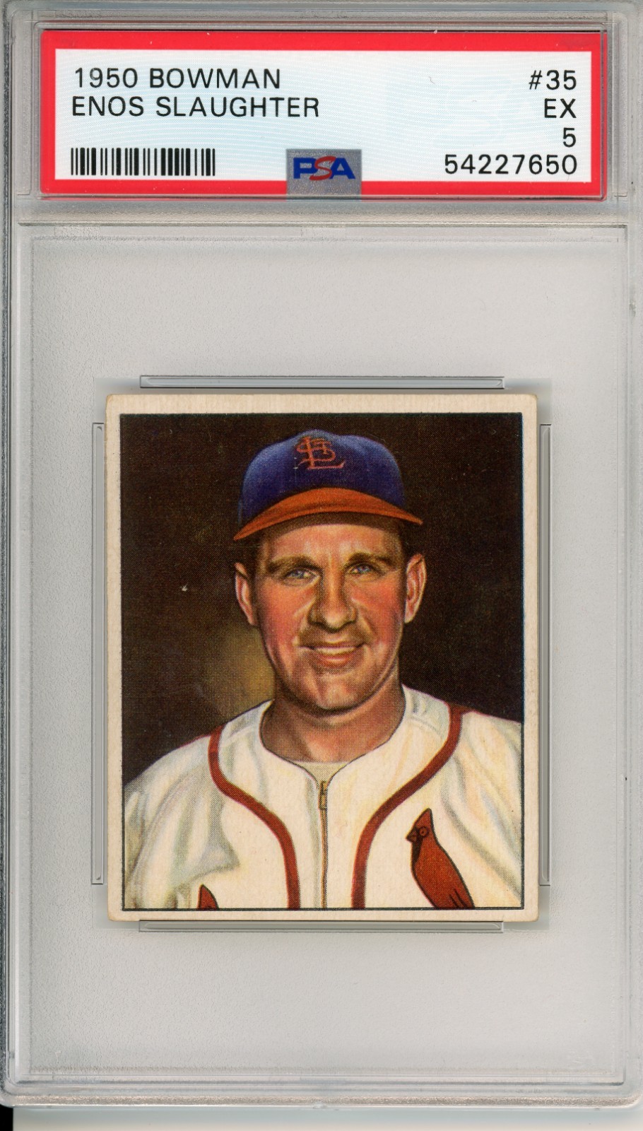 1950 Bowman Enos Slaughter #35 PSA 5 EX (NEW Label - Great Color!) **HOF**