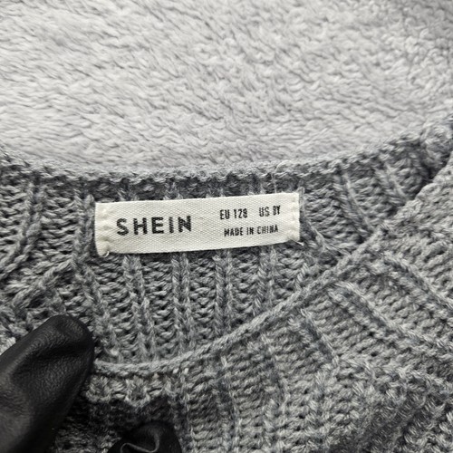 Shein Girl Sz 8Y Knit Sweater Button Pullover Crewneck Long-Sleeve Gray - Picture 5 of 9