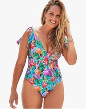 Swimsuits For All Women's Floral Tie Shoulder One Piece Swimsuit size 16