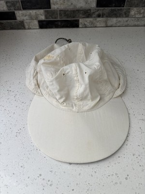 Vintage Columbia MADE IN USA PFG LUCKY Fishing Hat M Visor Neck Cover Clip