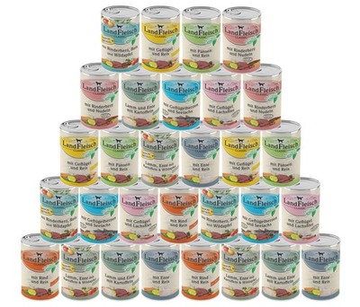 Landfleisch Classic 30 x 400 g | Garantierter 10-Sorten-Mix | Hundefutter
