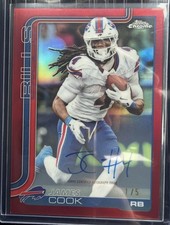 2025 Topps Chrome James Cook TRUE RED ON CARD AUTO 1/5 BILLS