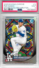 2025 BOWMAN CHROME ROKI SASAKI ROOKIE ETCHED IN GLASS VARIATION REFRACTOR PSA 9