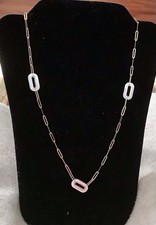 14K YG POL MOP Paperclip Alternating Link Necklace 18 3.3 Grams