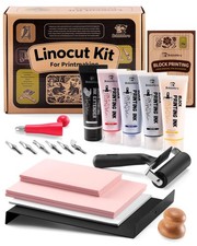 Linoleum Blocks for Printmaking, Stamp Making Carving Linocut Kit for Kids DI...