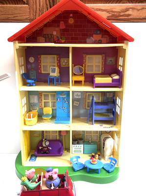Peppa Pig Lights and Sounds Family Home Playset -Works-Extra Car and Pieces 22''