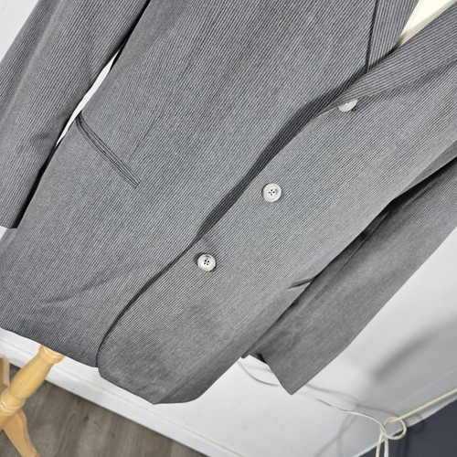 Claiborne Mens 44R Gray Striped Poly Rayon Sport Coat S71 - Picture 4 of 24