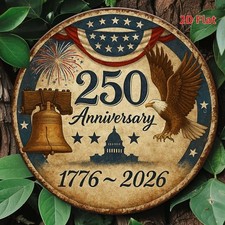 Patriotic 250 Years Metal Sign Bald Eagle 4th Of July USA Front Porch Wall Art