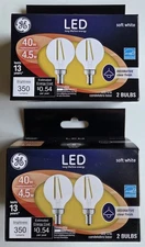 LOT OF 2 Lighting 24535 Clear Finish Light Bulb Dimmable LED Daylight Decorative