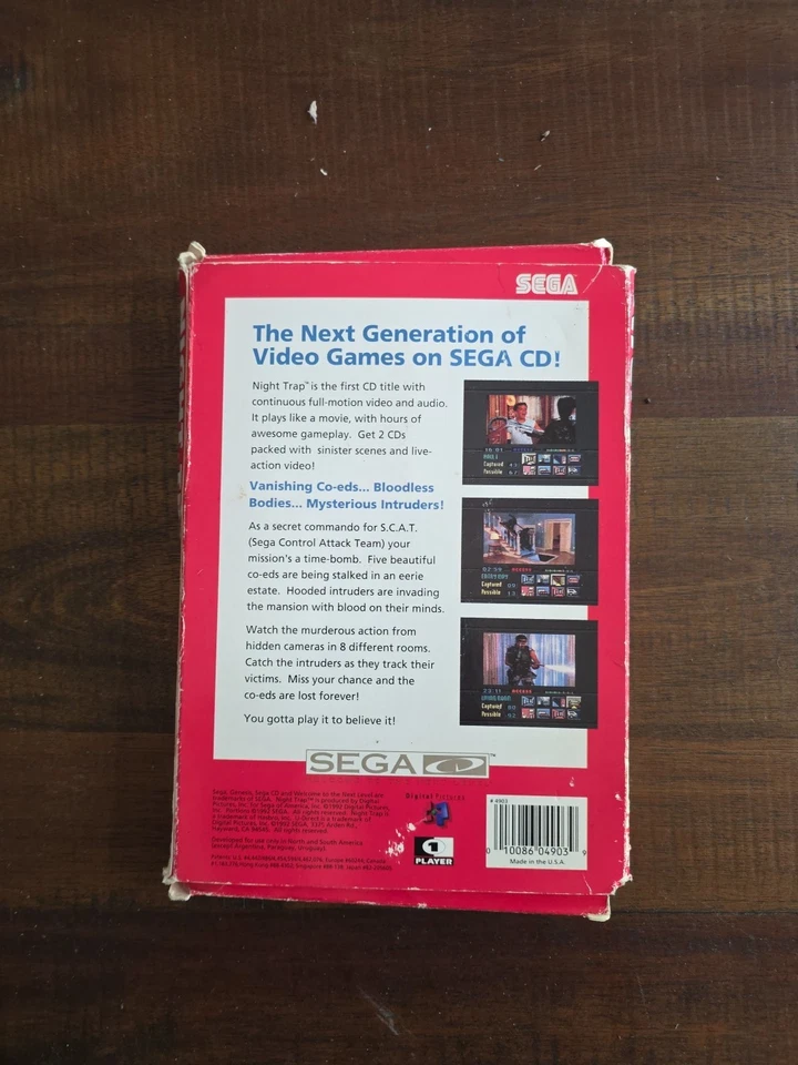 Sega CD Night Trap 1st Print Red Box Release (1992) Complete in Box with Manual - Image 2 of 4