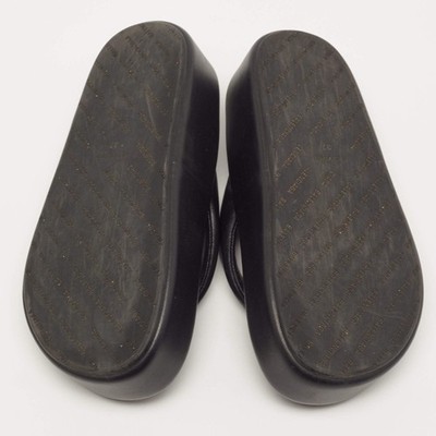 Balenciaga Size 37 Black Leather Platform Thong Sandals | eBay