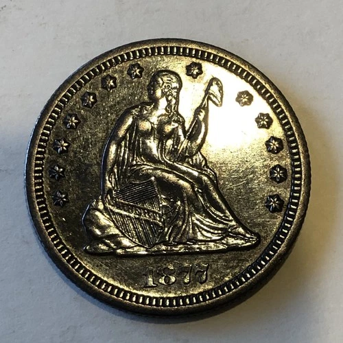 1877 S Seated Liberty Quarter Amazing Uncirculated Gem Great Toning ((Silver))