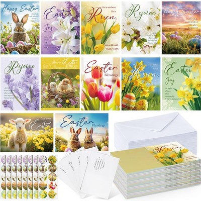 120 Pack Religious Easter Cards Bulk Christian Religious Easter Greeting Card...
