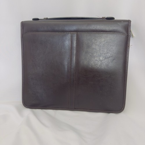 Leather Document Holder Paper Organizer Brief Case Portfolio Carry Handle- Nice!