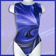 Gymnastics Leotard Girls sz CS Child 6 black purple blue swirl NEW Bounce leo