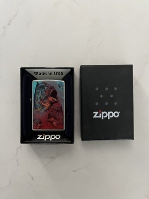 Zippo Piranha Fish Design Lighter Satin Chrome New In Box Unfired