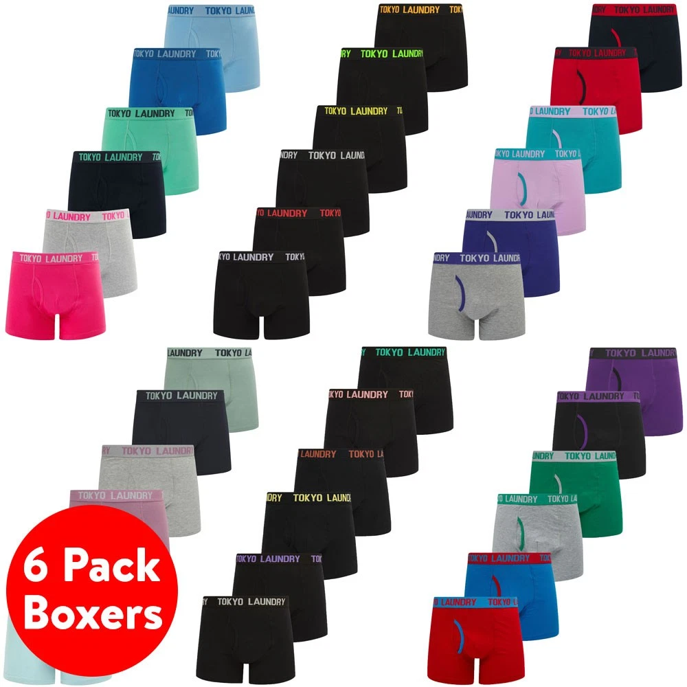 Tokyo Laundry Mens Boxers 6 Pack Boxer Shorts Set Black Stretch Cotton Underwear
Opens in a new wind