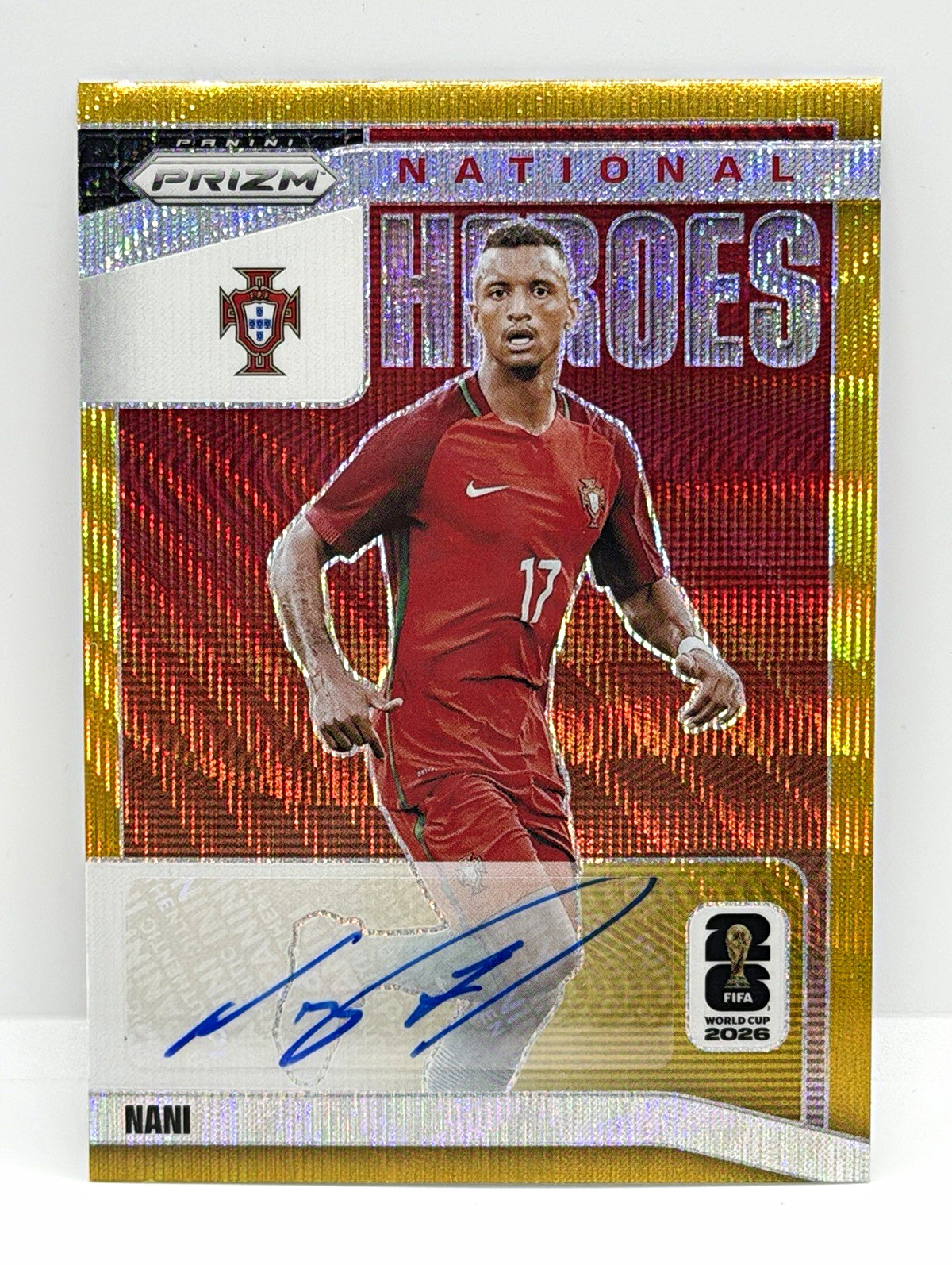 2026 PANINI PRIZM WORLD CUP NANI AUTO GOLD PRIZM #3/10 NATIONAL HEROES PORTUGAL