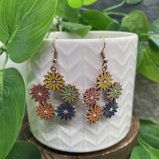 2  Earring Set Rose Gold-tone Boho Dangle Drop New Free Ship B8506