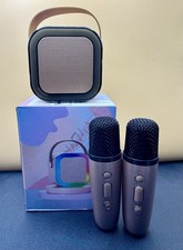Mini Speaker/Karaoke Machine  Two Wireless Microphones, Rose Gold  NIB