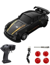 Desktop Drift Car, 1/64 Scale Remote Control Car with LED Lights, 4WD Mini RC