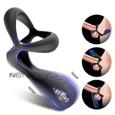 3in1 Ball-Scrotum-Stretcher-Ring-Penis Enhancer Delay Ejaculation for Male Vibro