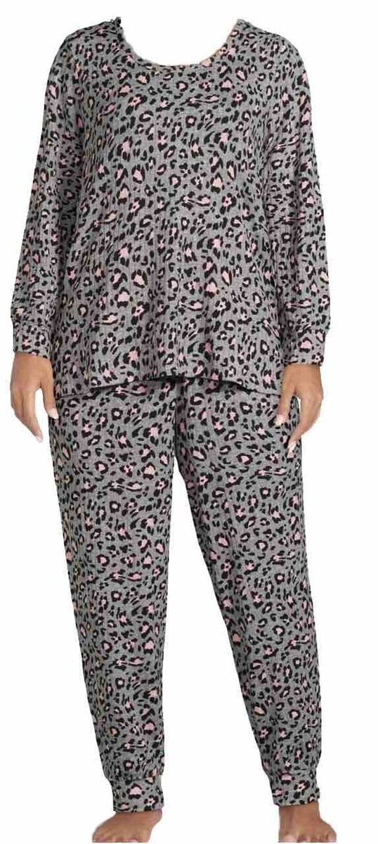 Joyspun Womens Ribbed Ultra Soft 2 Piece PJ set, sizes S, M