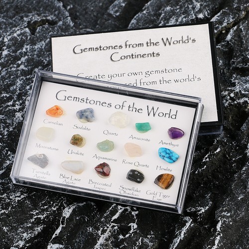 Set of 15 Healing Crystal Natural Gemstone Reiki Chakra Collection Stone Kit Box