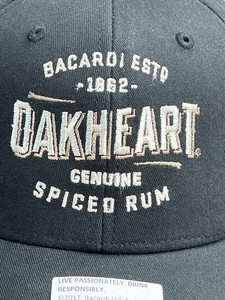 Black Bacardi Est. 1862 Oakheart Genuine Spiced Rum Embroidered