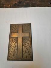 Croix Ancien fer à dorer  plaque à dorer laiton vieux livres cuir Relieur, lot84