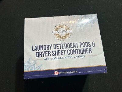 SUNPENNY LAUNDRY DETERGENT PODS & DRYER SHEET CONTAINER W/ LOCKABLE SAFETY LATCH
