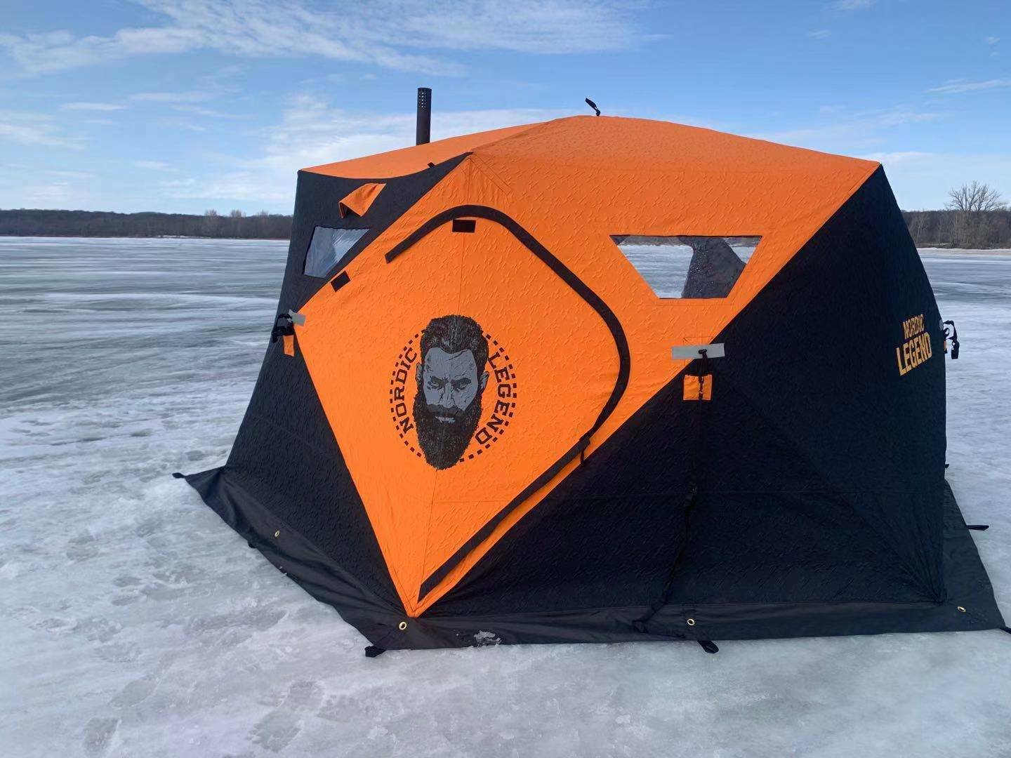 Nordic Legend Aurora Lodge Hub Ice Fishing Shelter - Orange, Black by Sportsman's Warehouse