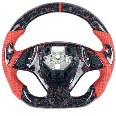 Carbon Fiber Steering Wheel For Chevy Corvette C7 (2014-2019) – D-Shaped Flat Bottom, Perforated Leather Grip, Hand-Stitched