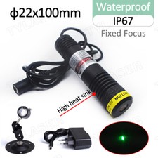 Waterproof IP67 D22x100mm 520nm Green Dot Laser Module with Bracket and Adapter