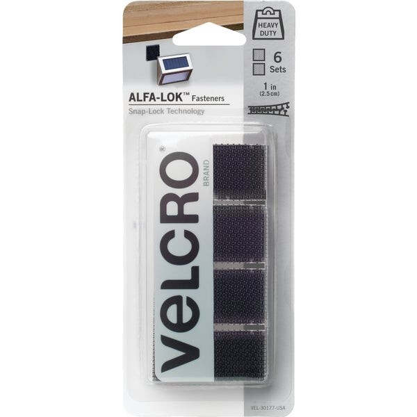 Velcro Alfa-Lok 1x3 Inch 15LB Black Square Tape Strips 12-4 Set
