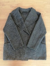 New Zara Handmade Dark Grey Wool Blend Coat S