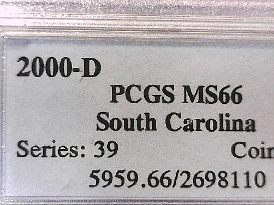 2000 D Washington State Quarter PCGS MS 66 South Carolina 2698110 - Image 3 of 3