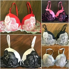 36B RED BEIGE Women's Lace Overlay Full Cover Underwire Bra BR4193PL