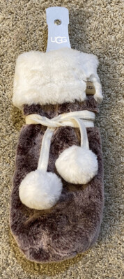 UGG Dawson Fluffy Wine Bottle Holder in Cabernet 11.5 x 4 inch New NWT Pom Pom